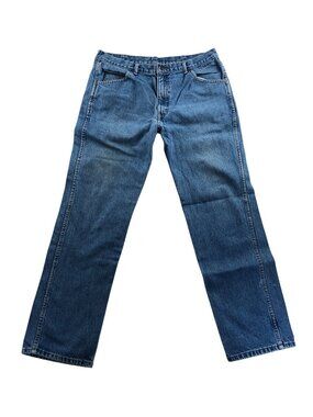 Roebucks Mens Jeans Size 34x28 Measured Blue Denim Straight Leg Relaxed Casual